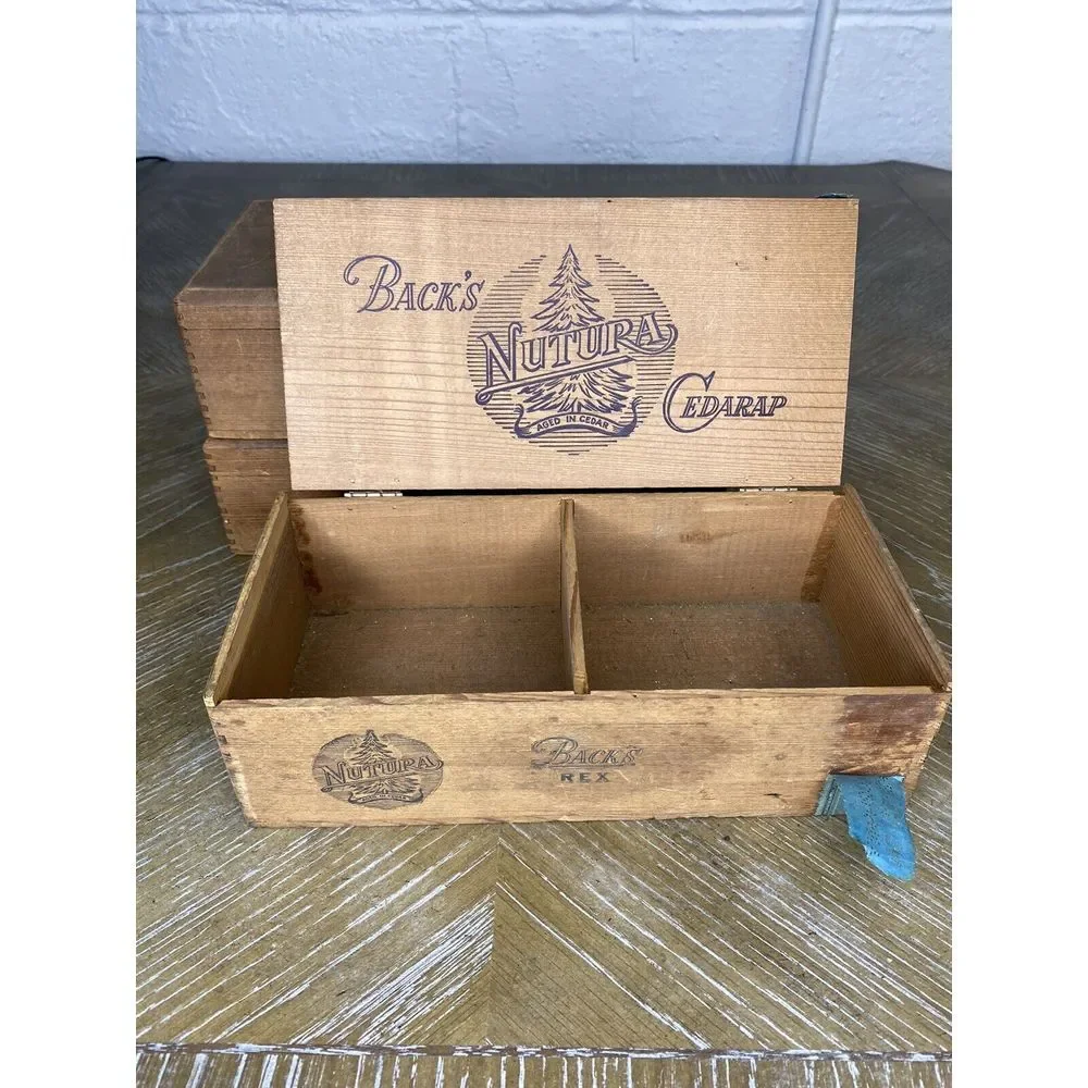Vintage 1930 Wood Cigar Box X3 Nutura Cedarap Corona Chicas Backs Rex JB Back Co